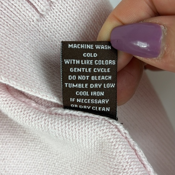 Adrienne Vittadini short sleeve cardigan single button front closure Sz PS Pink - Picture 10 of 10